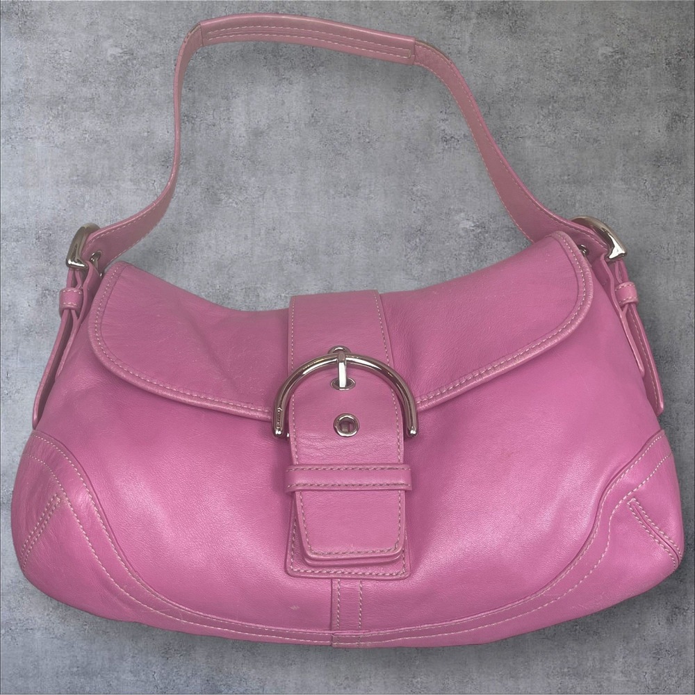 Coach Vintage Y2K Pink Leather Soho Shoulder Bag Purse 9248 Front Flap Barbie - Picture 2 of 15